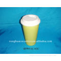 Tall Stoneware Hot Coffee Double Layers Cup with silicone cover